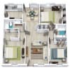 Floor plan: 3 Bed 2 Bath 1200