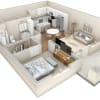 Floor plan: 1 BR Vue Courtyard