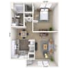 Floor plan: 1BR 1BA (677 SF)