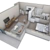 Floor plan: 1 BR 1 Bath Horizon Courtyard