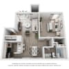 Floor plan: 1 Bed 1 Bath 652 SF