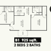Floor plan: Renovated 2 Bedroom · 2 Bath Apartment 1st Month Half Off + 2nd Month Prorated Call: 806-794-3185