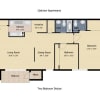 Floor plan: 2 Bedroom 1.5 Bath