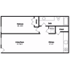 Floor plan: 1 Bedroom, 1 Bathroom
