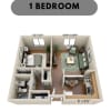 Floor plan: 1 BD/ No Balcony