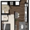 Floor plan: 1 Bed/1 Bath-2E