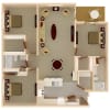 Floor plan: 3 Bedroom 2 Bathroom