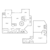Floor plan: One Bedroom Two Bath Loft (1046 SF)