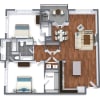 Floor plan: 2 Bedroom  2 Bath (H)