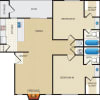 Floor plan: 2x2 - 972 sf - B3-D