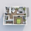 Floor plan: 1 Bedroom 1 Bathroom