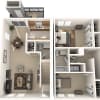 Floor plan: Two Bedroom Townhome