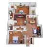 Floor plan: 2 Bed, 2 Bath A