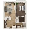 Floor plan: 1 Bedroom, 1 Bathroom - 680 SF A