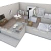 Floor plan: 1 BR Retreat Courtyard