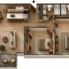Floor plan: 2 Bed, 2 Bath, West Phase