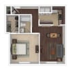 Floor plan: 1 Bedroom, 1 Bath L