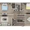 Floor plan: B2 - 2BD/1BA with Den