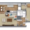 Floor plan: 1 Bedroom  1 Bath