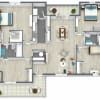 Floor plan: 4 Bedroom, 2 Bathroom Renovated