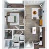 Floor plan: Eastern: 1 Bedroom Apartment
