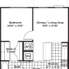 Floor plan: 1 Bedroom 1 Bath - A1