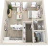 Floor plan: Studio 1 Bath