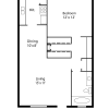 Floor plan: 1 Bed 1 Bath 682 sq ft
