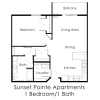 Floor plan: 1 Bed / 1 Bath 815 sq ft Double Garage 3rd Floor