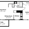 Floor plan: 1BR 1BA(628)