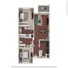 Floor plan: 2BR/2BA D