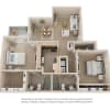 Floor plan: Two Bedroom Two Bathroom 1004 Sq Ft