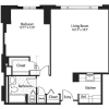 Floor plan: 1Bed 1 Bath