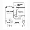 Floor plan: 1 Bedroom/1 Bath with Garage
