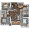 Floor plan: Three Bedroom Two Bath