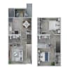 Floor plan: 2 Bed, 1.5 Bath