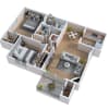 Floor plan: 2 BEDROOMS/1 BATHROOM