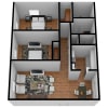 Floor plan: 2BR 1BA
