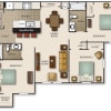Floor plan: Three Bedroom Two Bath