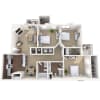 Floor plan: 3BR 2BA (1200 SF)