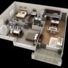 Floor plan: 2 BR Premier Courtyard