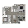 Floor plan: 2 Bed Building C & D Corner Front