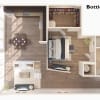 Floor plan: Botticelli -  1 Bedroom 1.5 Baths.