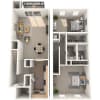 Floor plan: 2 Bed 1.5 Bath
