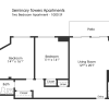Floor plan: 2BR 1BA (1000sf)