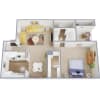 Floor plan: 1x1 - 730sqft