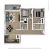 Floor plan: 2 Bed 1.75 Bath B3