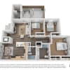 Floor plan: 3x2 Mahogany Finish