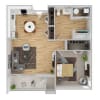 Floor plan: 1 Bed | 1 Bath Commons