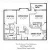 Floor plan: 2 Bedroom/2 Bath with Garage